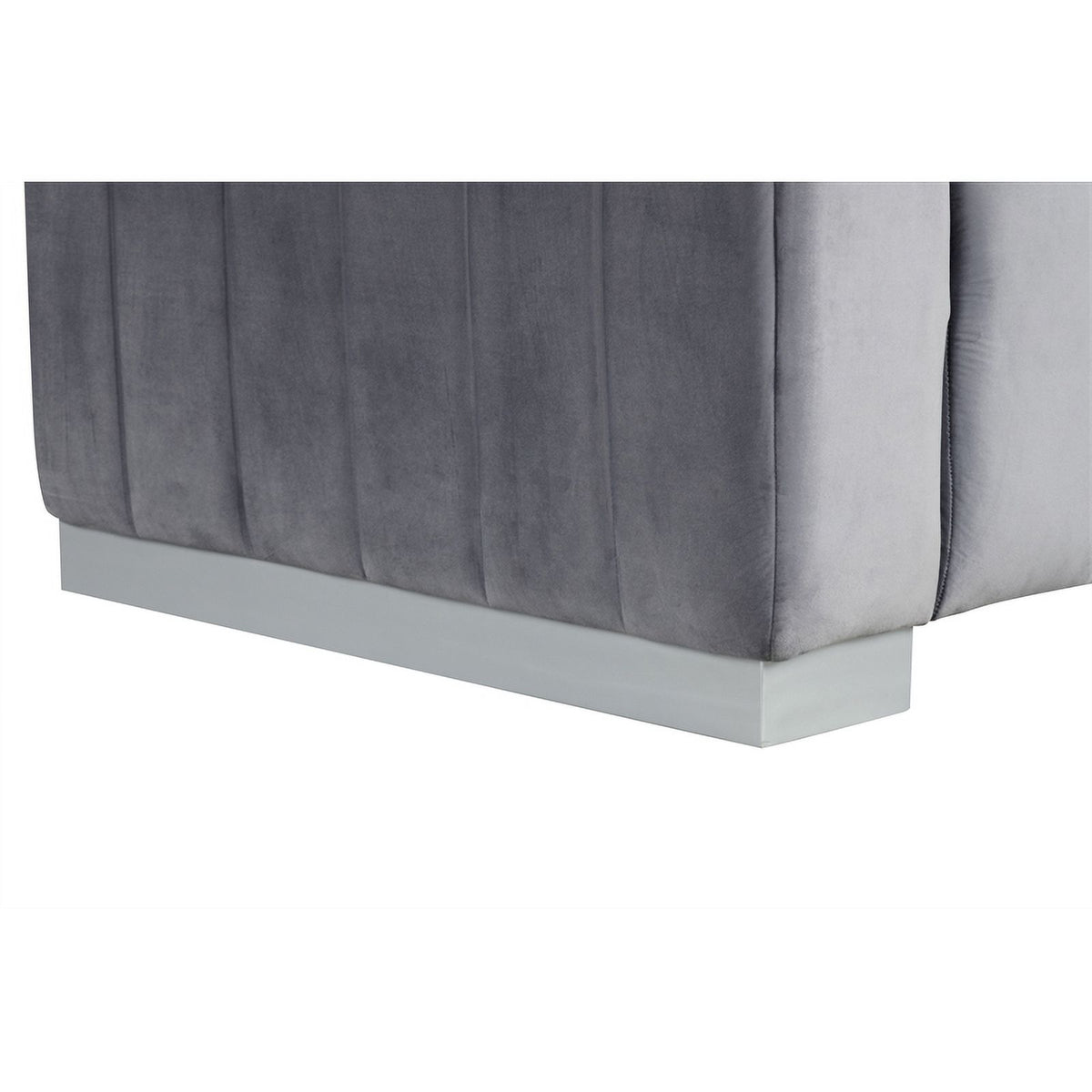 Gray Velvet Fabric Sofa and 2 Armchairs Set D58507
