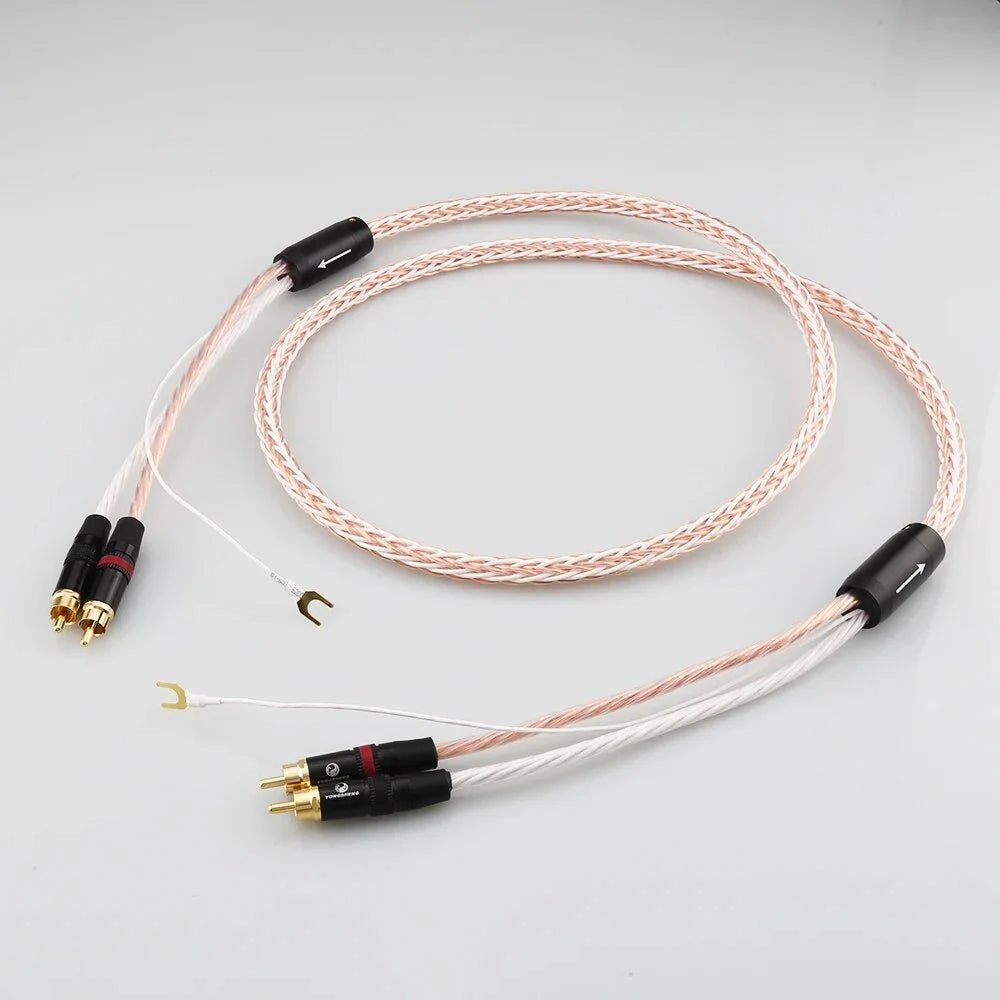 2RCA to 2RCA Grounding Y Plug Audio Phono Tonearm Cable 1m J60078