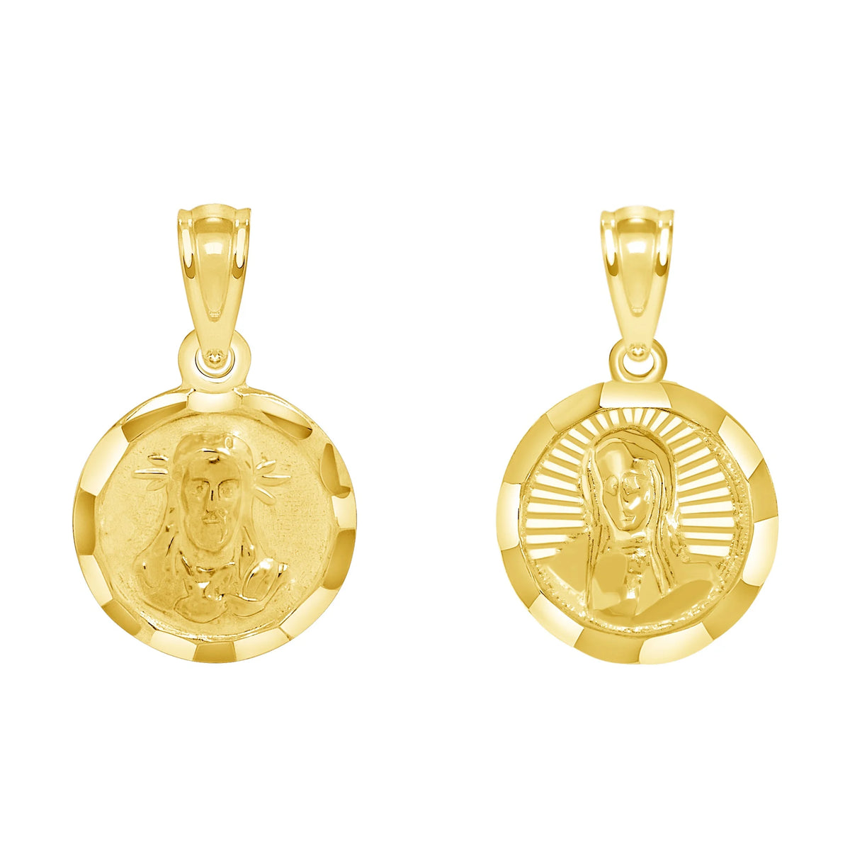 10KT Solid Gold Reversible Jesus and Guadalupe Charm E6291