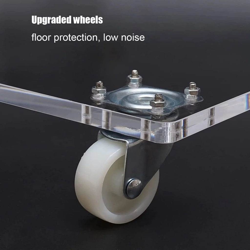 Clear Acrylic C-Shaped Bedside Table on Wheels N6932