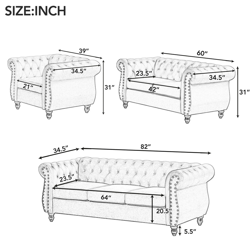 Beige Plush Upholstered Sofa with Solid Wood Legs C47562