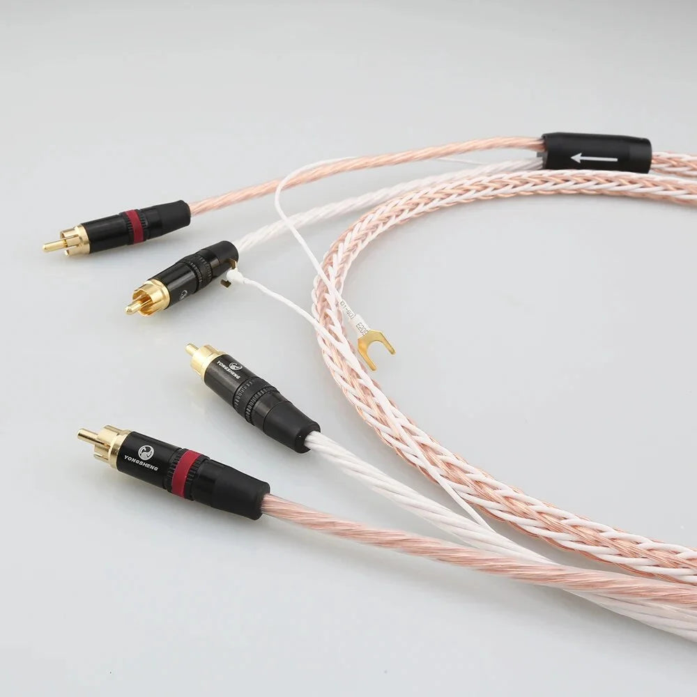 2RCA to 2RCA Grounding Y Plug Audio Phono Tonearm Cable 1m J60078