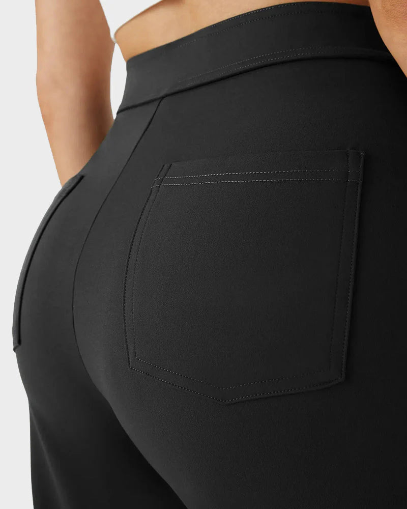 High-Waist Button Front Straight-Leg Pants B75424